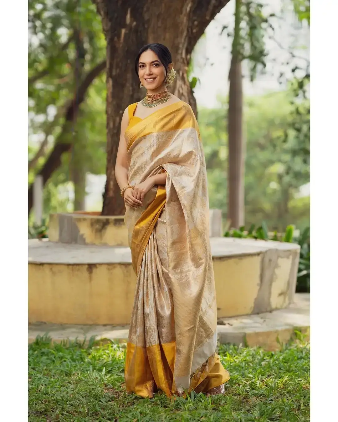 Indian Actress Ritu Varma in Traditional Yellow Saree